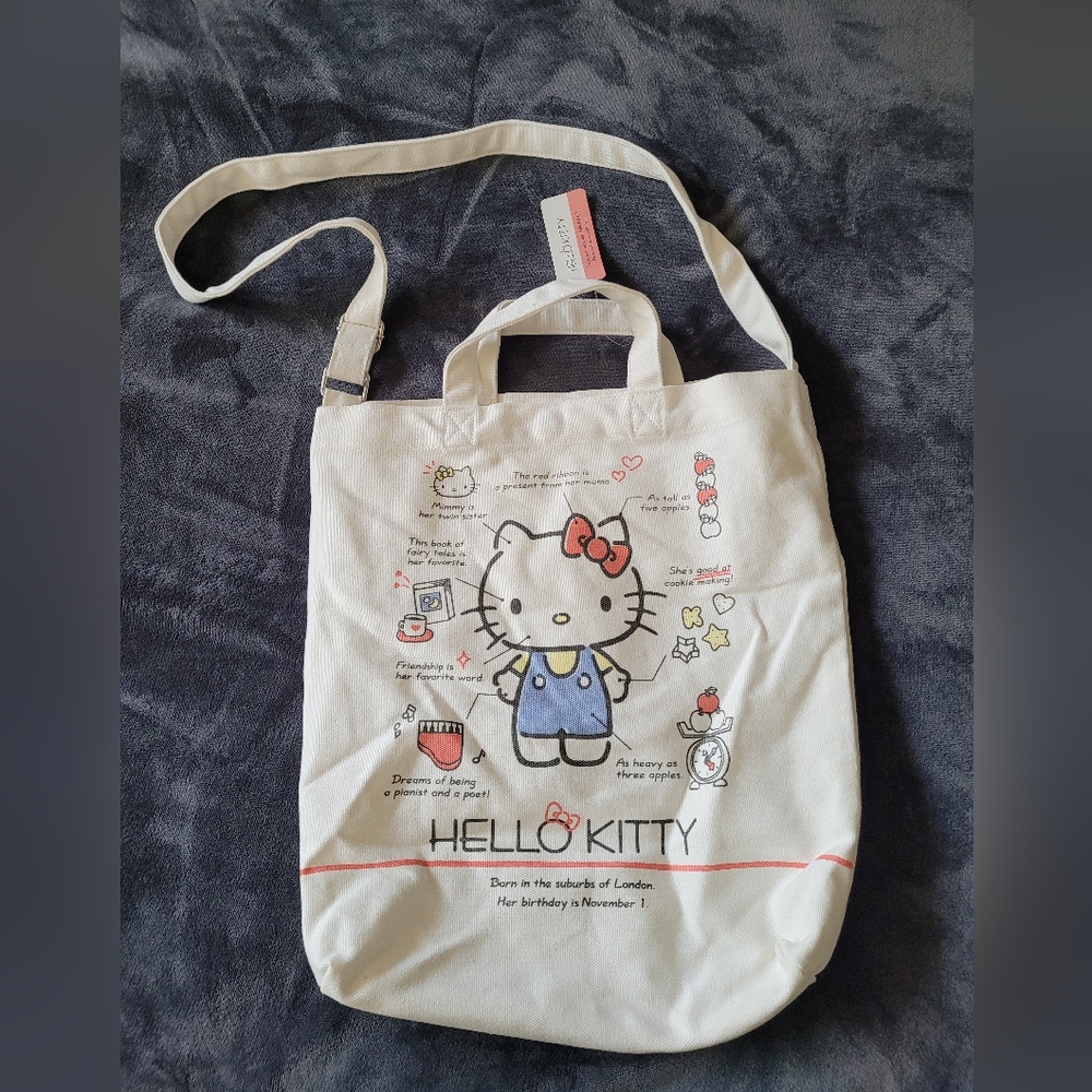 NWT Sanrio Hello Kitty XL Canvas Tote/Crossbody